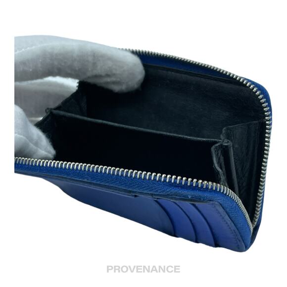 🔴 Balenciaga Logo Zip Card Wallet - Blue Leather - Picture 7 of 9